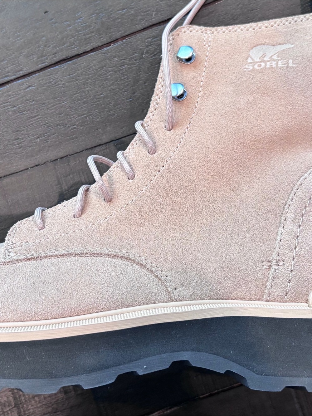 🔥NWT Sorel Women Hi Line Lace Leather Lace Up Bootie Beige Size 9 New🔥 - Picture 4 of 6